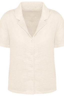 Spasso SP523 - Chemise à col bowling manches courtes en lin femme