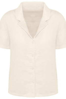 Spasso SP523 - Ladie's Linen Bowling Collar Short-Sleeved Shirt