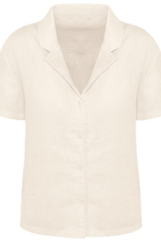Spasso SP523 - Ladies Linen Bowling Collar Short-Sleeved Shirt