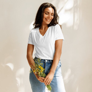 Bella+Canvas 6405CVC - Ladies Relaxed Heather CVC Jersey V-Neck T-Shirt