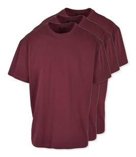 Pack of 3 Build Your Brand BY102 - Classic Comfort Oversized Cotton T-Shirt for Men