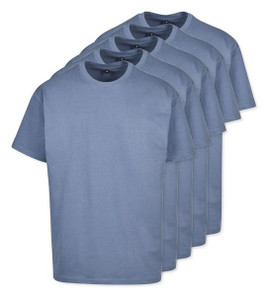 Pack of 5 Build Your Brand BY102 - Classic Comfort Oversized Cotton T-Shirt for Men