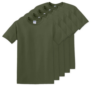 Pack of 5 Gildan 5000 - Premium Heavy Cotton Classic Fit T-Shirt for Adults