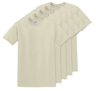 Pack of 5 Gildan 5000 - Premium Heavy Cotton Classic Fit T-Shirt for Adults