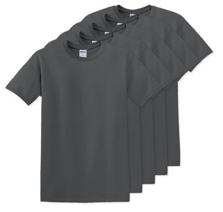 Pack of 5 Gildan 5000 - Premium Heavy Cotton Classic Fit T-Shirt for Adults