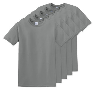 Pack of 5 Gildan 5000 - Premium Heavy Cotton Classic Fit T-Shirt for Adults