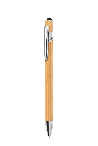 Bamboo ballpoint with chrome-plated aluminium details - Egotier 91986