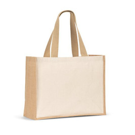 Canvas bag (320 g/m²), with bottom and sides in laminated jute (350 g/m²) in natural tones - Egotier 92538