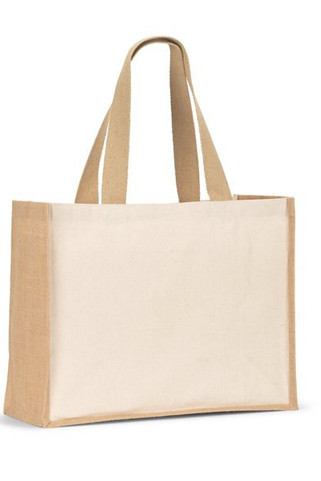 Canvas bag (320 g/m²), with bottom and sides in laminated jute (350 g/m²) in natural tones - Egotier 92538