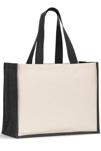 Sac en toile (320 g/m²), avec fond et côtés en jute laminé (350 g/m²) de couleur - Egotier 92577