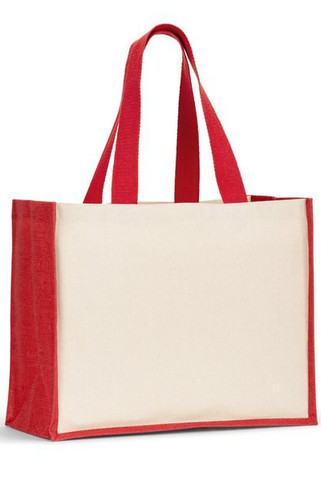 Lærredstaske (320 g/m²), med bund og sider i lamineret jute (350 g/m²) i farver - Egotier 92577