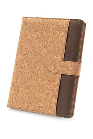 A5 folder in cork and recycled polyester (100% rPET) with removable notepad - Egotier 93658