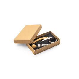 Bamboo and stainless steel wine set - Egotier 94388