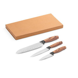 Set of 3 kitchen knives with stainless steel blades and ergonomic handles - Egotier 94395