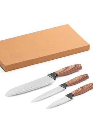 Set of 3 kitchen knives with stainless steel blades and ergonomic handles - Egotier 94395