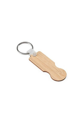 Bamboo key ring with coin-shaped end - Egotier 95116