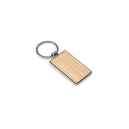 Rectangular iron keychain in zinc and bamboo - Egotier 95118