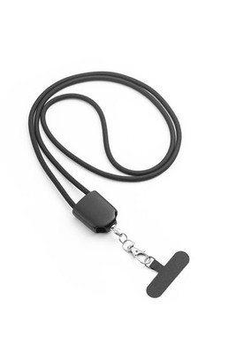 Lanyard with included smartphone holder, USB-C cable and various adapters in recycled ABS and recycled TPE - Egotier 97194