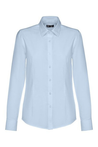 TH Clothes 11176 - Womens long-sleeved oxford shirt with pearl coloured buttons