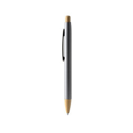 Stamina BL1505 - VERSO Rubber-finish metallic pen with push-button and bamboo details