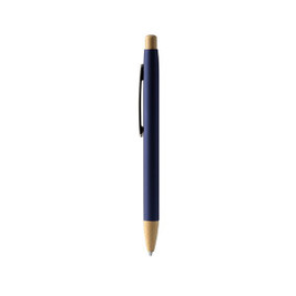 Stamina BL1505 - VERSO Rubber-finish metallic pen with push-button and bamboo details