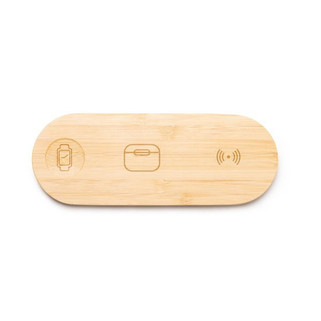 Stamina CR1524 - FERGUS 15W 3-in-1 charging base made of bamboo