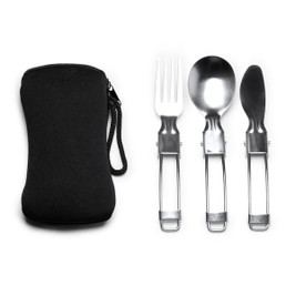 Stamina CU1674 - TINKER Stainless steel folding cutlery set with practical neoprene case