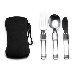 Stamina CU1674 - TINKER Stainless steel folding cutlery set with practical neoprene case