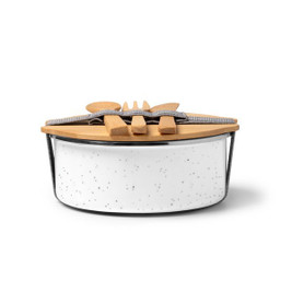 Stamina FI1646 - EVELIN Ceramic-coated metalllic lunch box with bamboo lid and elastic tightening strap