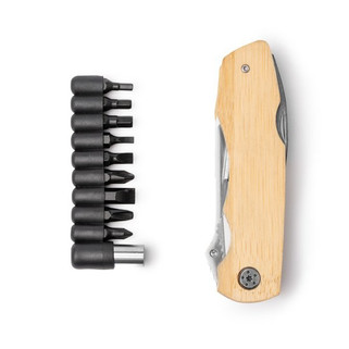 Stamina TO1947 - DANILO 5 in 1 multi tool made from stainless steel with a bamboo body