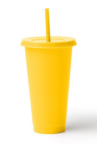 Stamina VA1995 - BAKY Mehrwegbecher mit Deckel und Strohhalm aus recyceltem PP