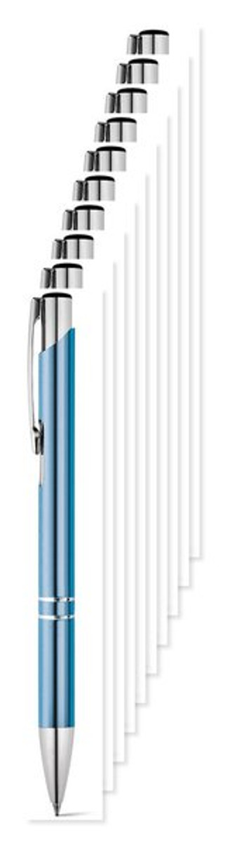 Pack of 10 Egotier 91311 - Aluminium ball pen with clip