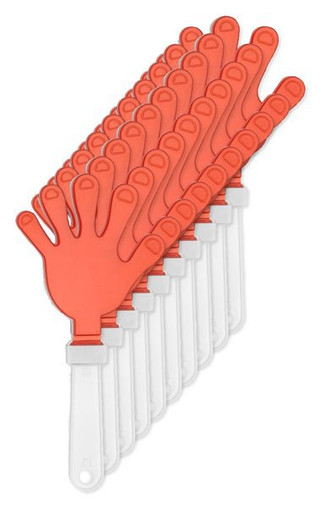 Pack of 10 Stamina PF3105 - REVEL Two-colour clapper in the shape of a hand with handle