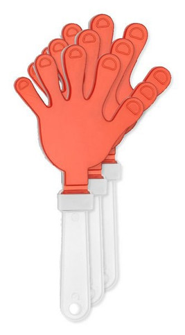 Pack of 30 Stamina PF3105 - REVEL Two-colour clapper in the shape of a hand with handle