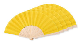 Pack of 50 GiftRetail MO9532 - FANNY WOOD Elegant Wooden Hand Fan with Polyester Fabric