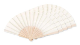 Pack of 50 GiftRetail MO9532 - FANNY WOOD Elegant Wooden Hand Fan with Polyester Fabric