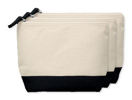 Pack of 3 GiftRetail MO9815 - KLEUREN Stylish Two-Tone Cotton Cosmetic Bag with Zipper