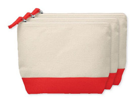 Pack of 3 GiftRetail MO9815 - KLEUREN Stylish Two-Tone Cotton Cosmetic Bag with Zipper
