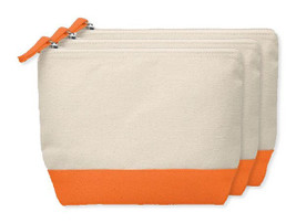 Pack of 3 GiftRetail MO9815 - KLEUREN Stylish Two-Tone Cotton Cosmetic Bag with Zipper