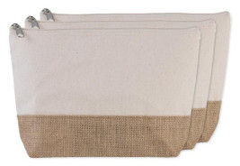 Pack of 3 Kimood KI0276 - Eco-Friendly Canvas and Jute Zipper Pouch