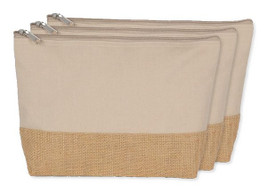Pack of 3 Kimood KI0276 - Eco-Friendly Canvas and Jute Zipper Pouch