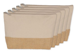 Pack of 5 Kimood KI0276 - Eco-Friendly Canvas and Jute Zipper Pouch