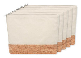 Pakke med 5 GiftRetail MO9817 - PORTO BAG Cork & cotton kosmetikpung