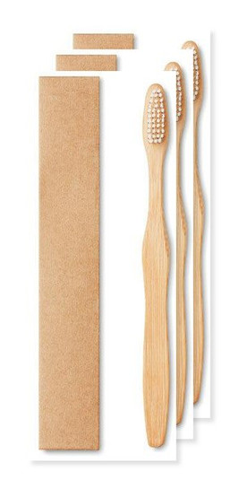 Pack of 30 GiftRetail MO9877 - DENTOBRUSH Eco-Friendly Bamboo Toothbrush in Kraft Box