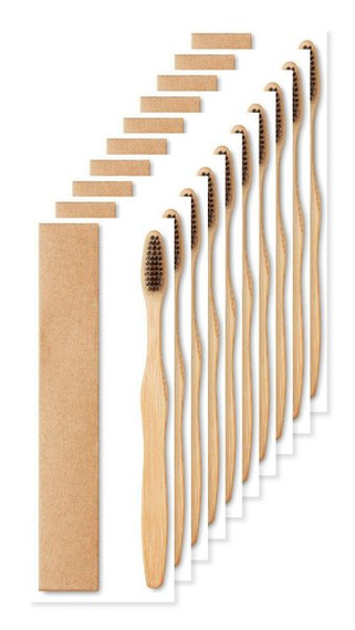 Pack da 100 GiftRetail MO9877 - DENTOBRUSH Spazzolino da denti in bamboo