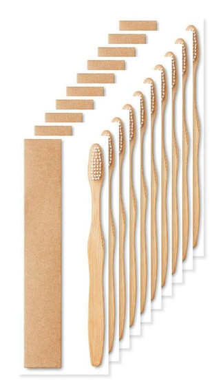 Pack de 100 GiftRetail MO9877 - DENTOBRUSH Brosse à dents en bambou