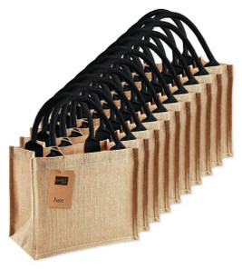 Pack of 25 Westford mill WM412 - Eco-Friendly Burlap Tote with Cotton Handles