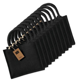 Pack de 125 Westford mill WM412 - Petit Sac en Toile de Jute - poignées en coton - dimensions 26x22x14cm