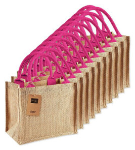 Pack of 125 Westford mill WM412 - Eco-Friendly Burlap Tote with Cotton Handles