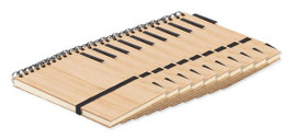 Pack of 10 GiftRetail MO6528 - SONORABAM Eco-Friendly Bamboo A6 Notepad and Pen Set